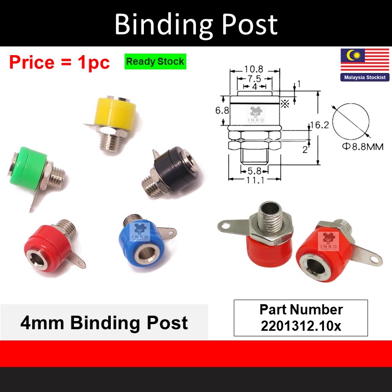 4mm Binding Post Panel Mount, Banana Plugs, Banana Connectors Banana Sockets Socket (Penang BM)