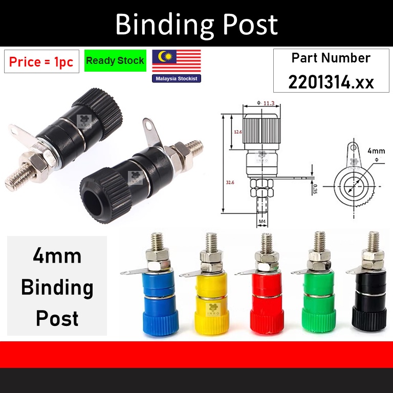 4mm Binding Post Panel Mount, Banana Plugs, Banana Connectors Long, Banana Sockets Socket (Penang BM)