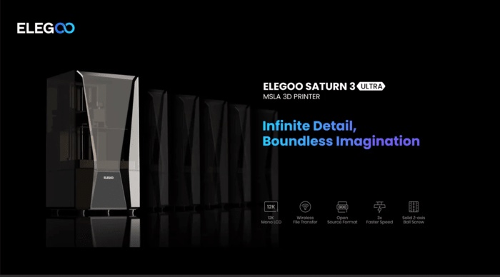 Elegoo saturn 3 ultra 12k resin 3d printer, 4-point levelling / stable z-axis for high printing speeds