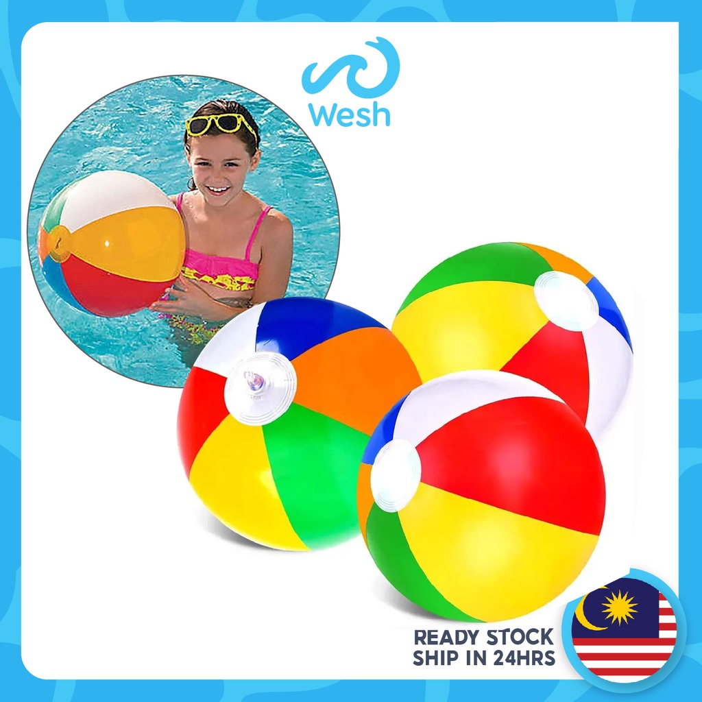 Inflatable Beach Ball Multi-colored Kid Bath Toy Ball Summer Shower Swim Toys Bola Baby Mainan Renang Budak Bola Pantai