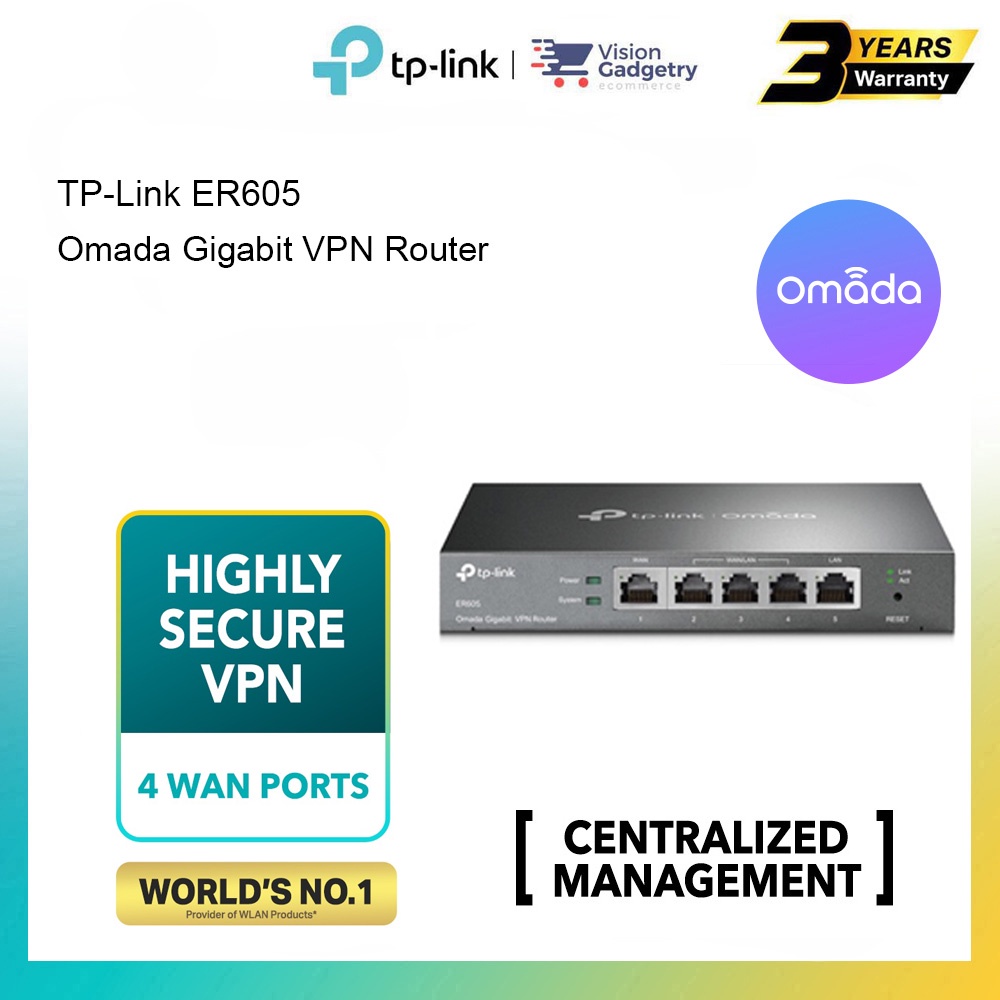 TP-Link TL-ER605 Omada Gigabit VPN Router (Up to 3 WAN