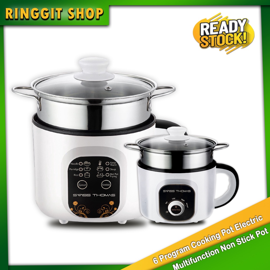 Ringgit Shop 6 Program Cooking Pot Electric Multifunction Non Stick Rice Cooker Pot with Stainless Steel Steam Tray