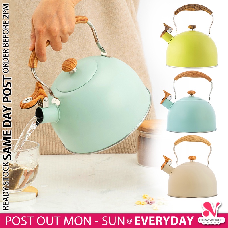 《 𝗙𝗔𝗦𝗧 𝗕𝗢𝗜𝗟 》 2.5L Stainless Steel Tea Pot Whistling Kettle Stovetop Jug Coffee Milk Hot Water Heater Cerek Air 鸣笛水壶