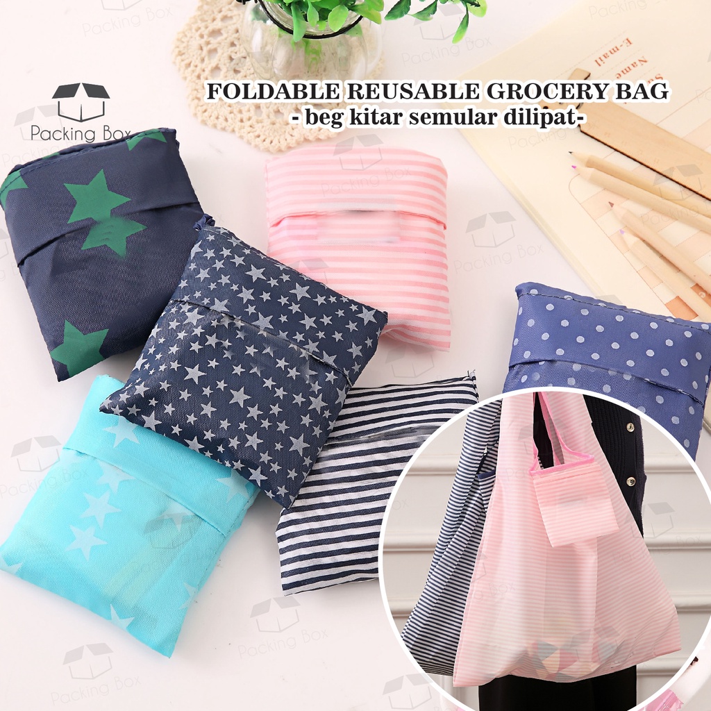 PKB Folding Shopping Bag Eco Bag Simple Save Earth Travel Tote Pouch Reusable Recycle Bag