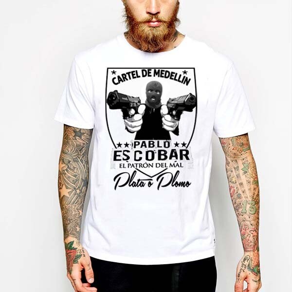 Pablo Escobar T-shirt King Of Cocaine Crown Medellin Cartel Plata O Plomo Gangster El Patron Del Mal Narco Chapo Drug