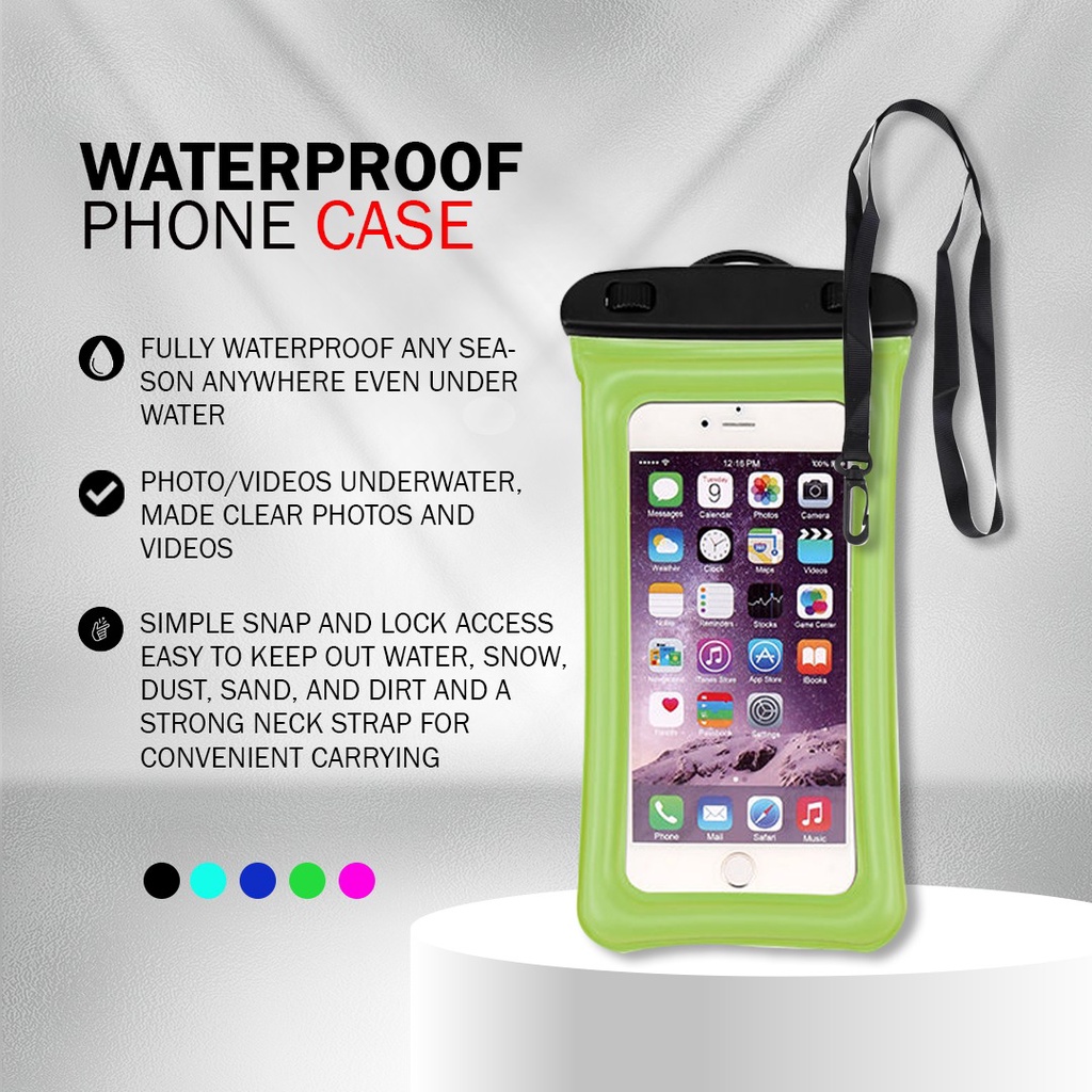 [READY STOCK]Waterproof Phone Case Bag Pouch Holder Pouch Cover Luminous Float Seaside Swimming Phone Case Eco-Friendly