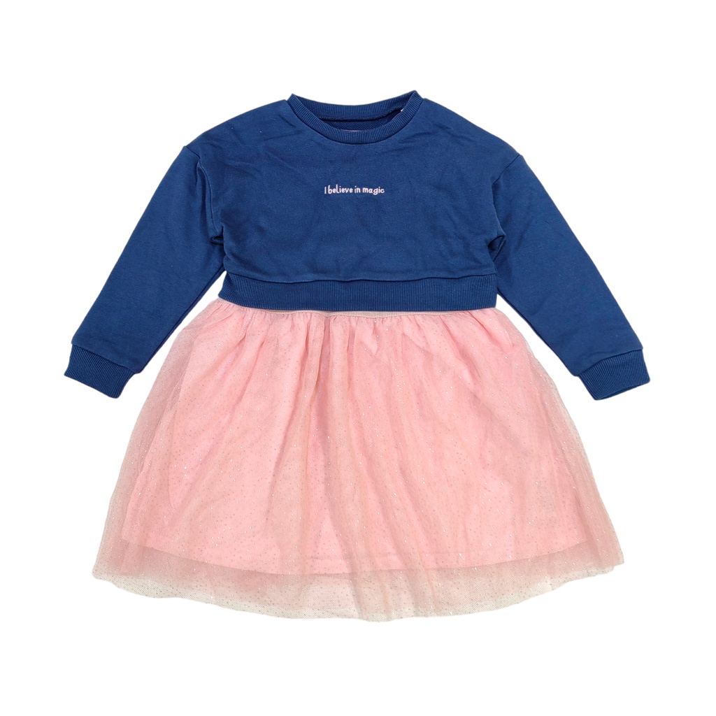 George kids girl top darkblue sweater nude color dress - Size 1-7T