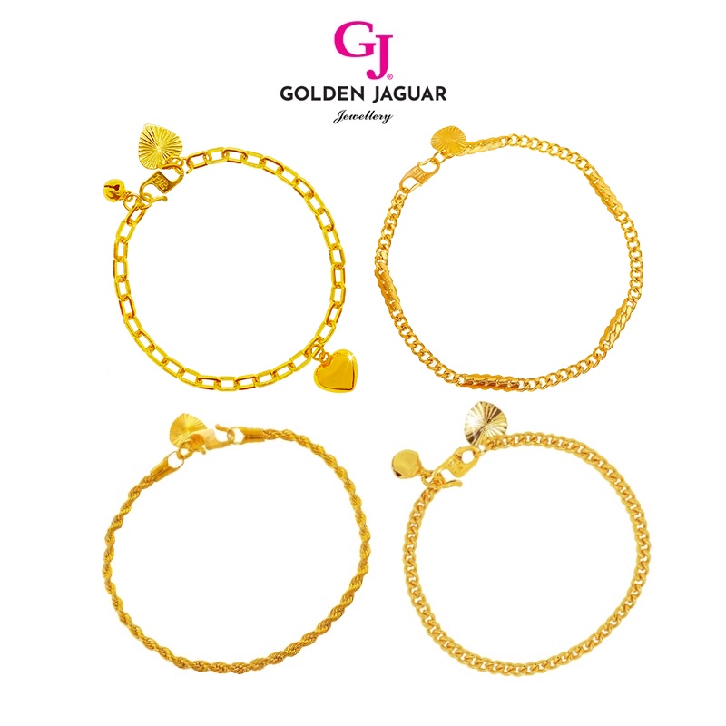 GJ Jewellery Emas Bangkok Emas Korea 24k Gold Plated | Bracelet Gelang Tangan Papan/Gajah/Paperclip/Pintal