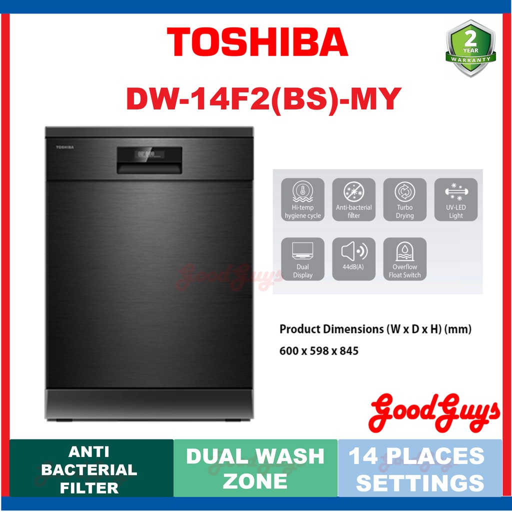 Toshiba DW14F2BS-MY Freestanding 14 Places Setting Dishwasher