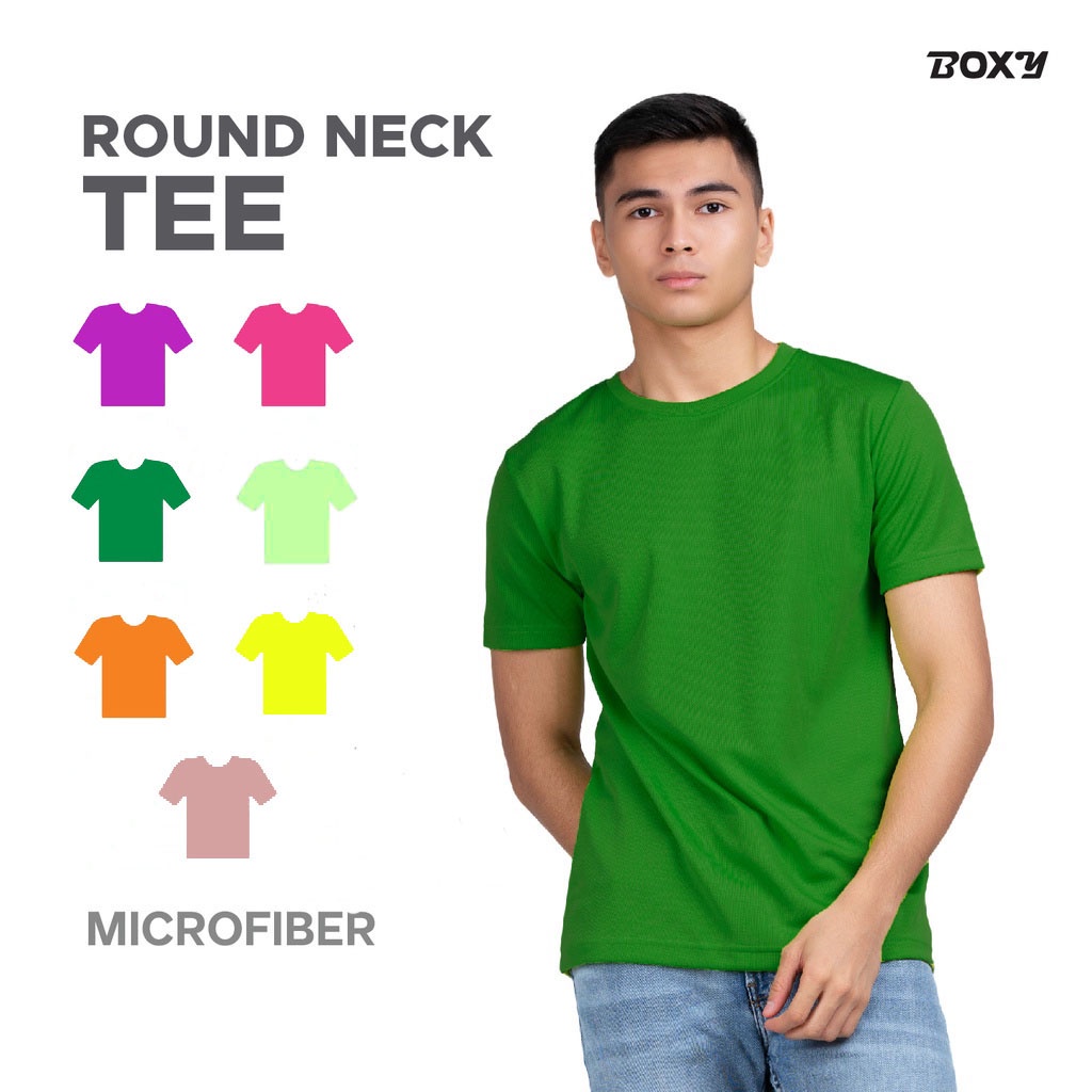 Boxy Unisex Microfiber Round Neck Plain T-Shirt - Purple/Pink/Irish Green/Cool Mint/Orange/Neon Yellow/XS-3XL