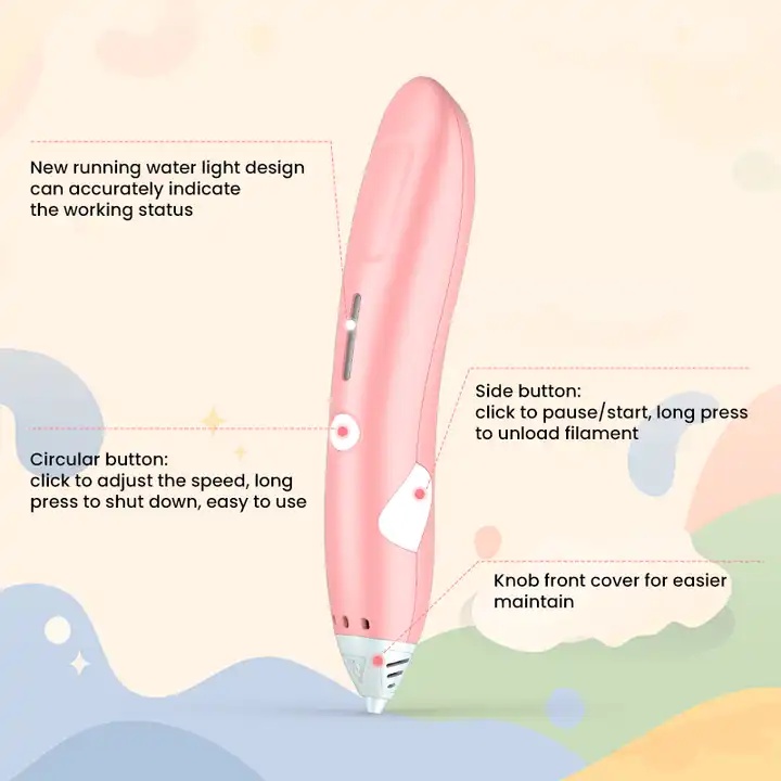 Sunlu professional 3d printing pen sl-900a, child friendly 3d pen low temp pcl filament pen portable 3d printing pen