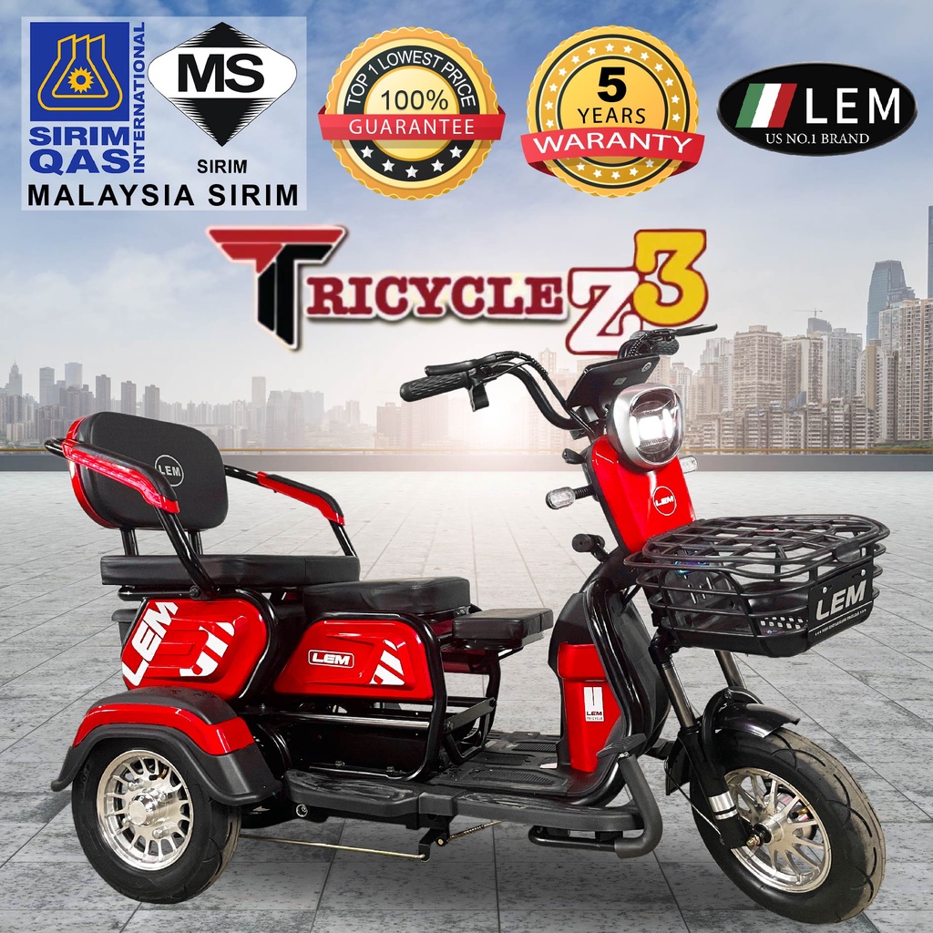 ★LEM★ tricycle 3 seats 1300w 1800W electric scooter 3 wheels brand new bigger seats and storage rechargeable