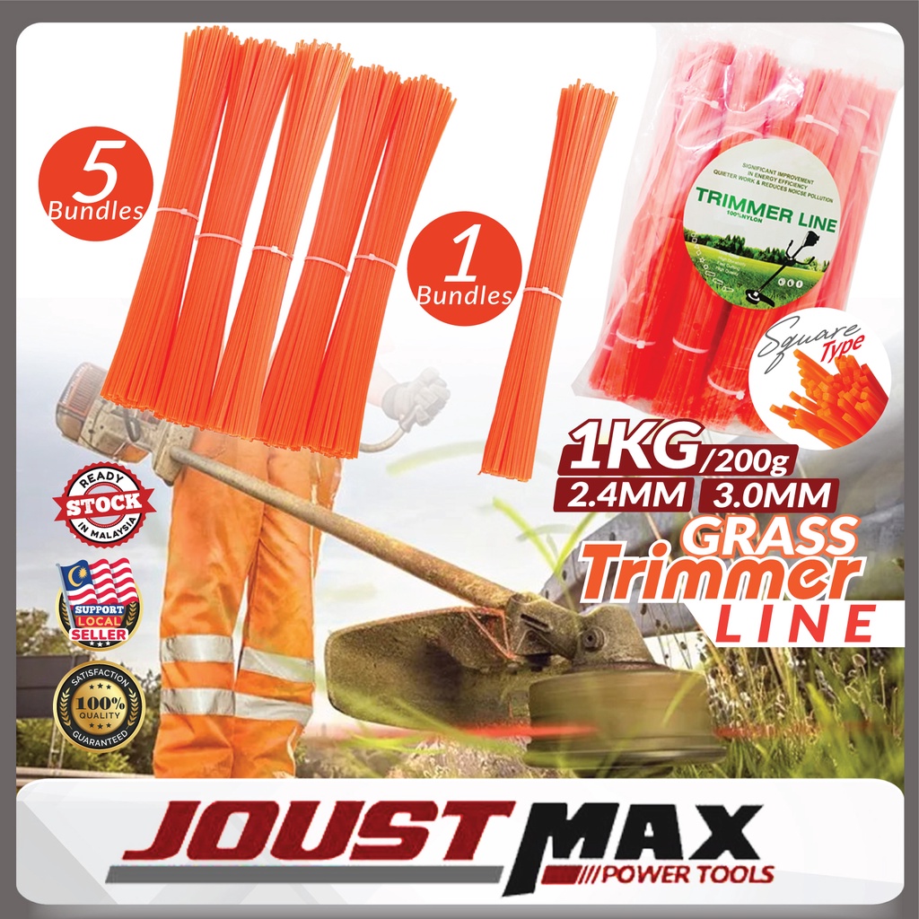 1KG 12INCH 3.0MM 2.4MM Tali Mesin Potong Rumput Tahan Lasak Grass Trimmer Line Cutter String Nylon Squareline Heavy Duty