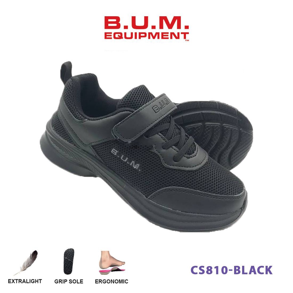 BUM Kids/Children Sneaker CS810 Black Kasut Sekolah Hitam School Shoe