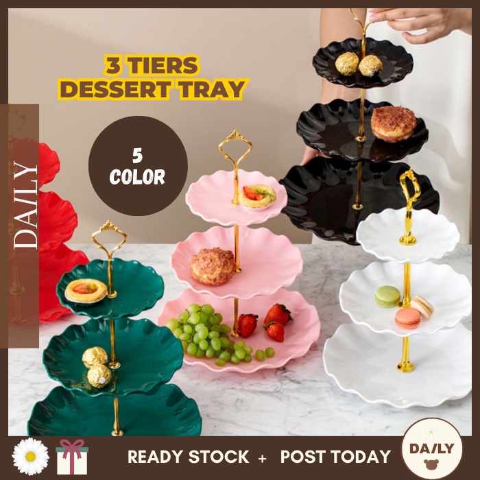 DAILY 3 Tier High Tea Stand Dessert Cupcake Cakes Fruit Party Serving Platter Tray Food Tower Plates Tray Dessert 点心架