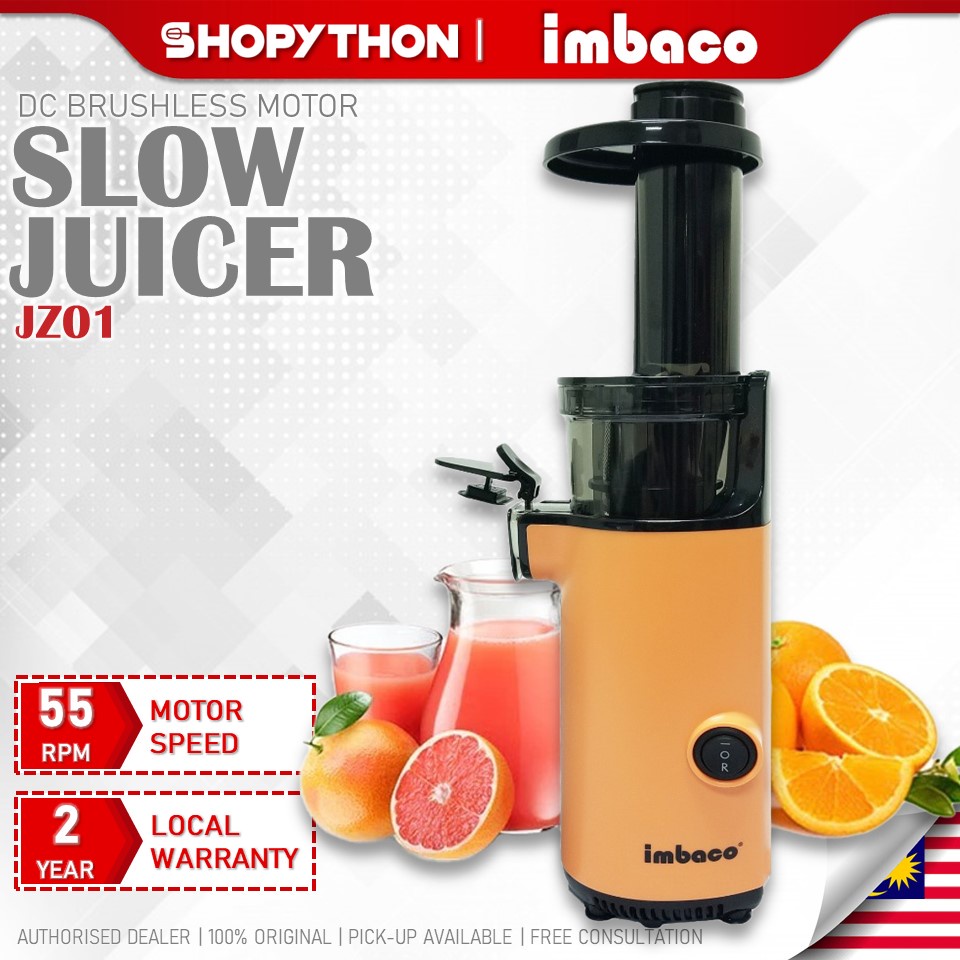 IMBACO Mini Slow Juicer JZ01 - Orange (0.6L/130W) Low Speed Temperature Extraction Fruit Juice Mesin Jus Buah Pengisar