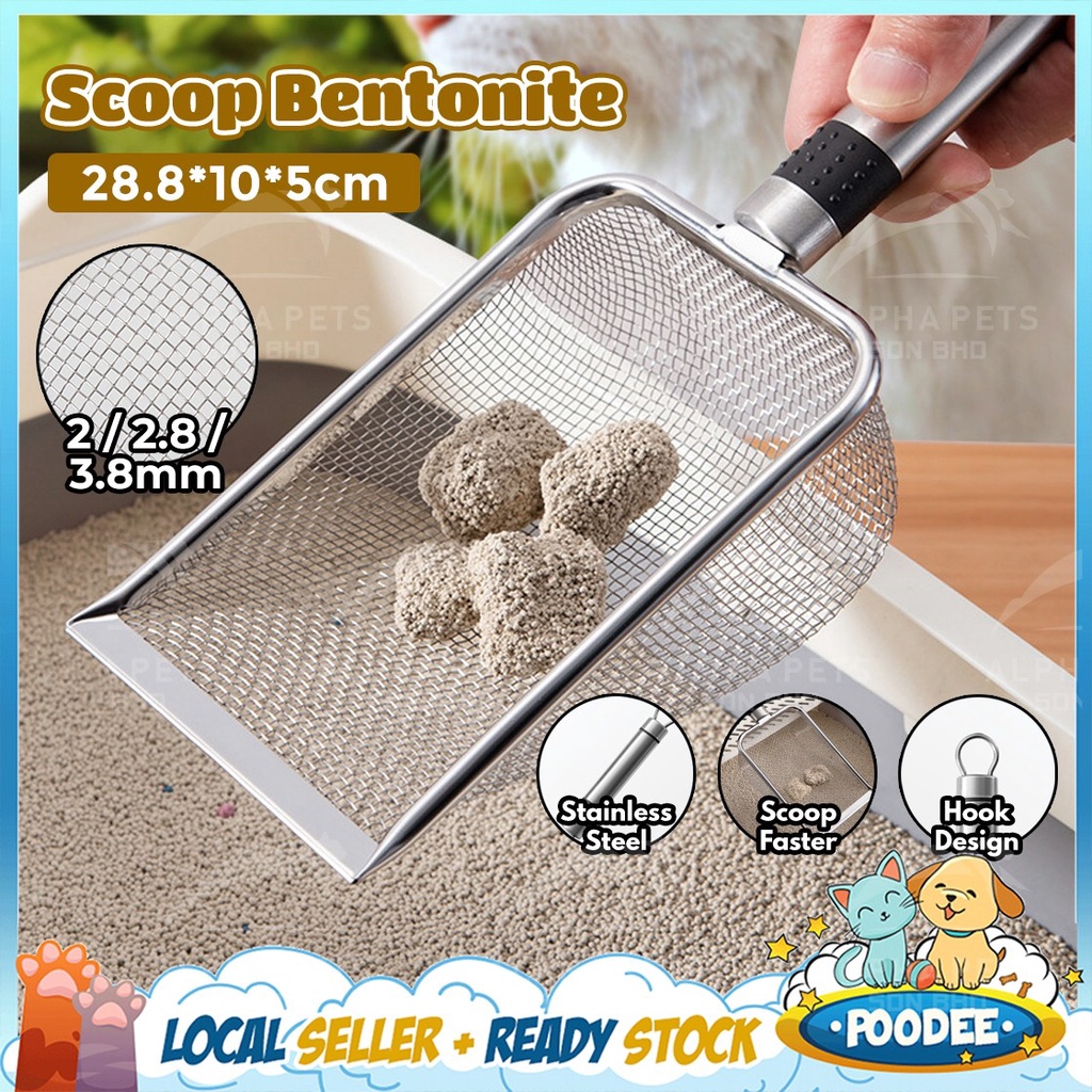 POODEE Bentonite Cat Litter Stainless Steel Scoop 2.8MM Hollow Spacing Toilet Cleaning Scoop Pet Shovel Fast Cleaning