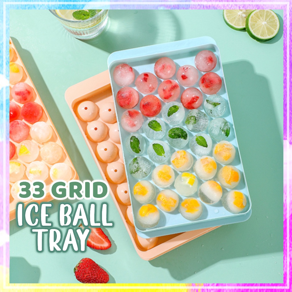 33 Grids Round Ice Cube Tray with Cover DIY Homemade Ice Ball Storage Box Jelly Mold Maker Drink Bar Frozen Ice Box