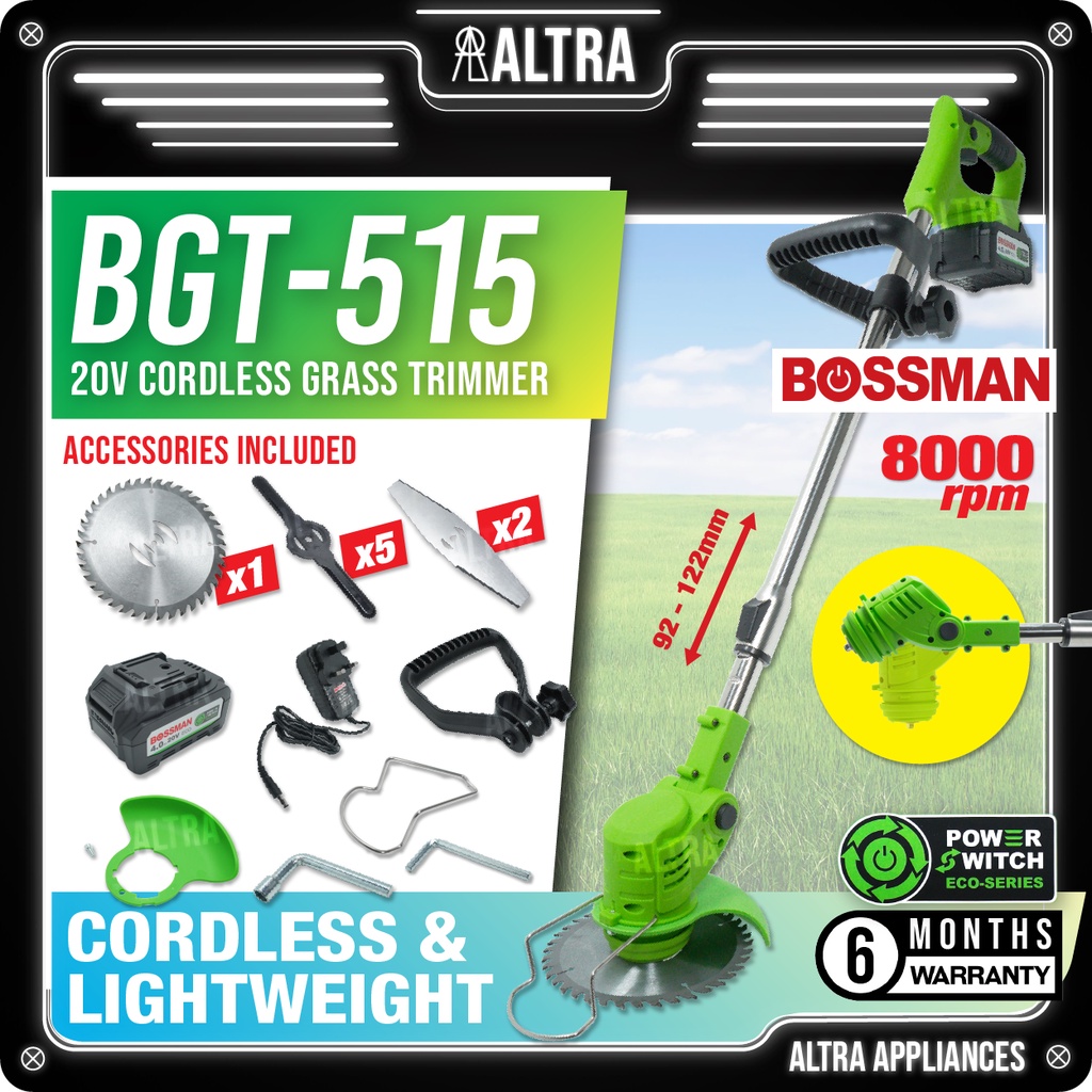 BOSSMAN BGT515 Cordless Grass Trimmer / Mesin potong rumput bateri / Mesin rumput bateri BGT 515