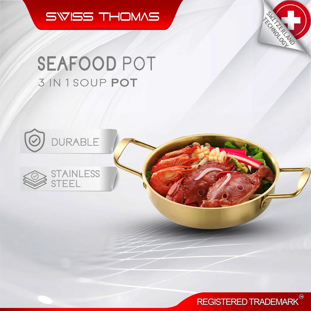 Stainless Steel Seafood Pot Home Cooking Pot Pan Picnic Snack Plates Cookware Saucepan Dry Pots 泡面锅