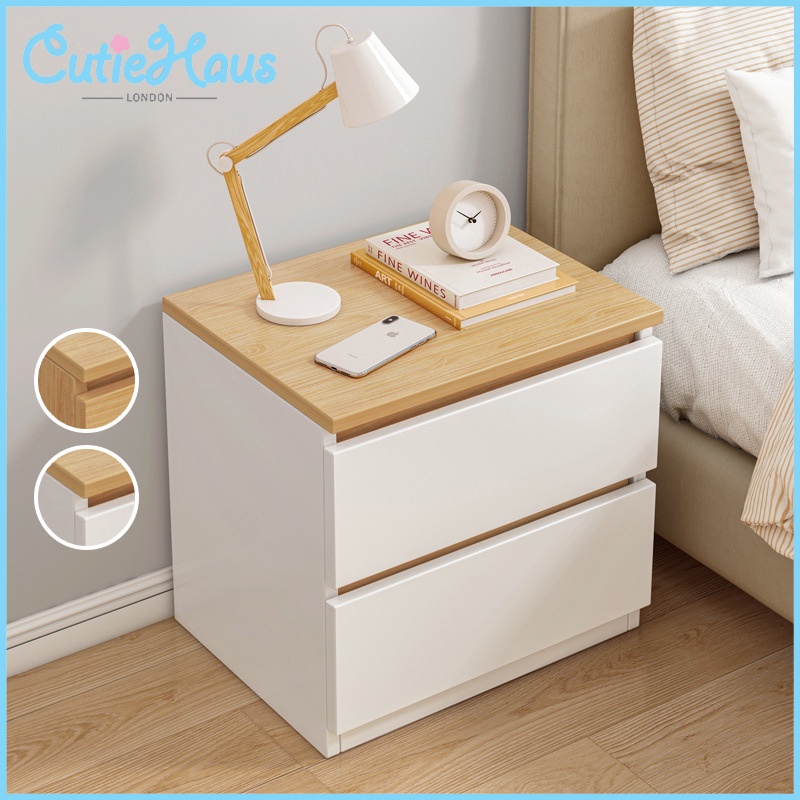 Cutiehaus 40cm Simple Modern 2 Drawers Bedside Table Small Storage Dresser Bedside Cabinet For Bedroom