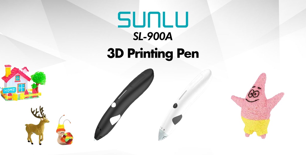 Sunlu professional 3d printing pen sl-900a, child friendly 3d pen low temp pcl filament pen portable 3d printing pen