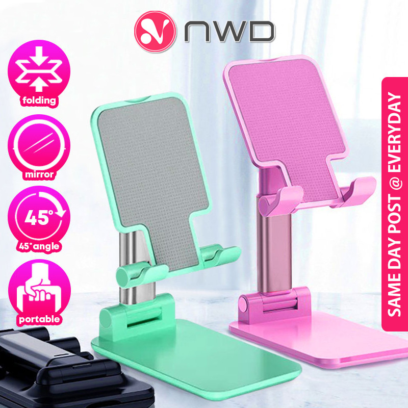 《 ." 》 Foldable Desktop Phone Holder Stand Silicone Folding Mount Adjustable Portable Pemegang Telefon 手机支架