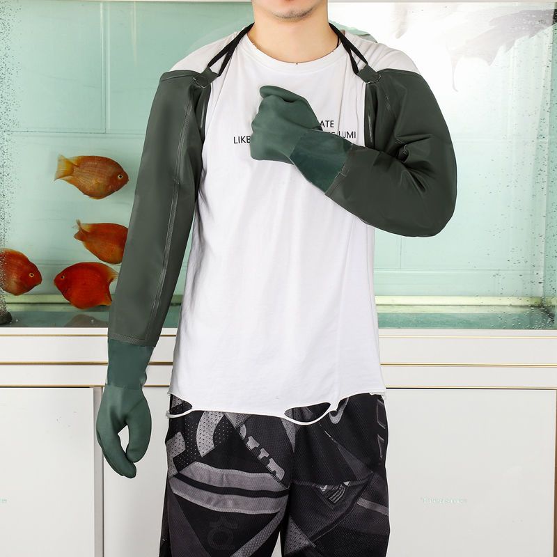 Super long oil resistant thick catch fish waterproof wear-resistant acid and alkali resistant industrial fishing gloves