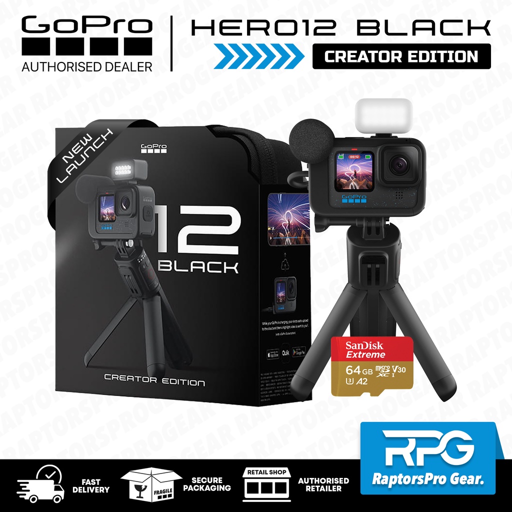 GoPro HERO12 / HERO 12 Black 5.3K60 10-Bit HDR Video 27MP Photos 9:16 Ratio HyperSmooth 6.0 Action Camera