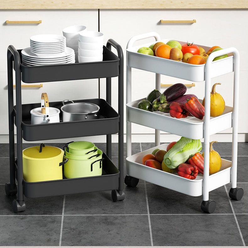 3 Tier Storage Rack Bookshelf Small Trolley Movable Multi-Layer Snack Storage Shelf Rack With Wheels