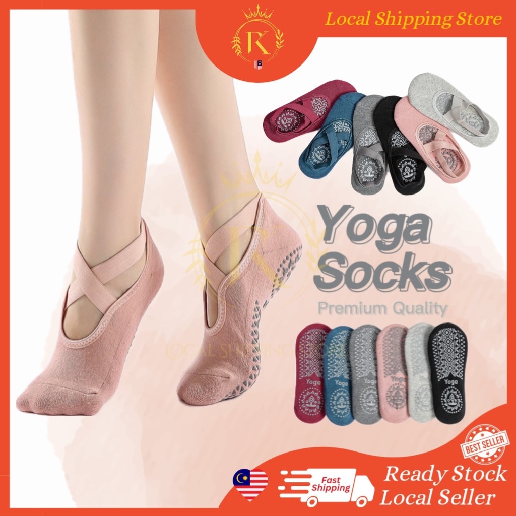 【LOCAL SHIP】Anti-Slip Good Quality Yoga Socks Practice Dancing Zumba Exercise Non-skid Stocking Silicone BaseSock Stokin