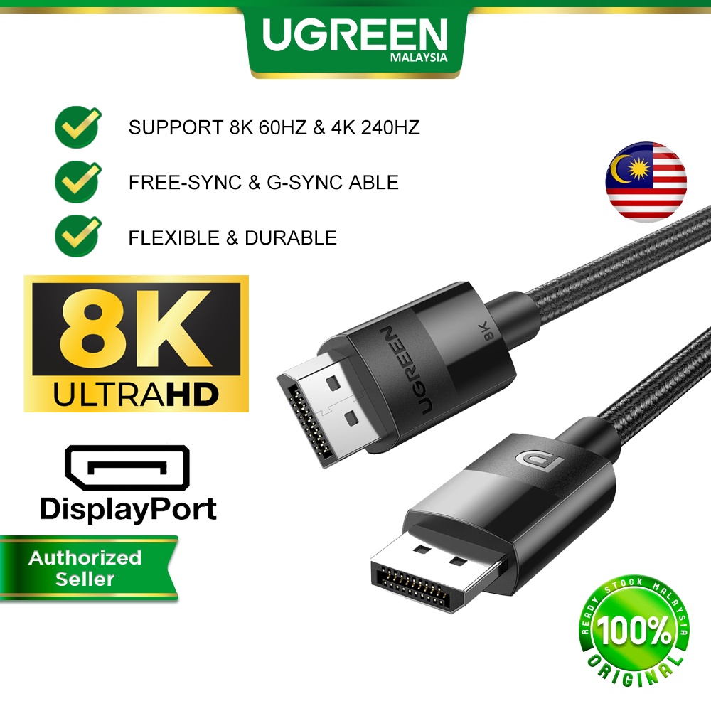 UGREEN Display Port Cable DP 1.4 8K60Hz 4K240Hz Free-Sync G-Sync HDR Video Gaming HDTV Displays Monitors PC Laptop