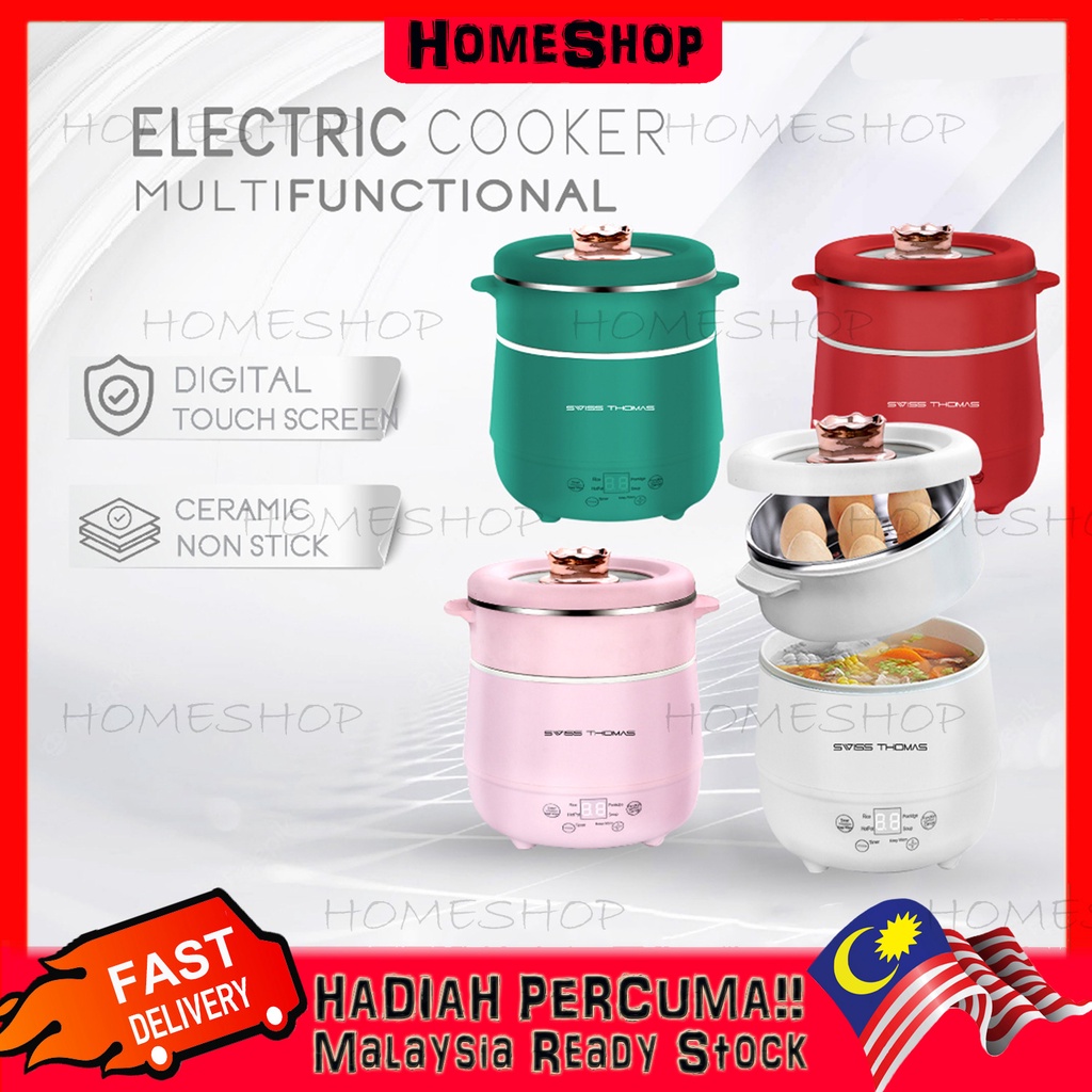 HomeShop 1.8L Mini Rice Cooker Periuk Nasi Digital Cooking Pot + Steam Tray with Timer Non Stick Coating Cooker