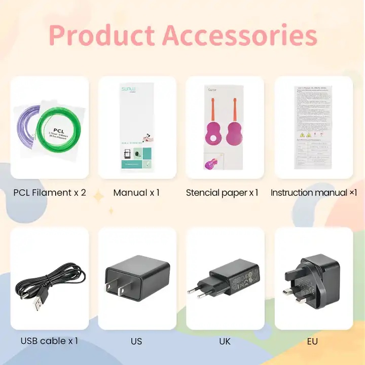Sunlu professional 3d printing pen sl-900a, child friendly 3d pen low temp pcl filament pen portable 3d printing pen