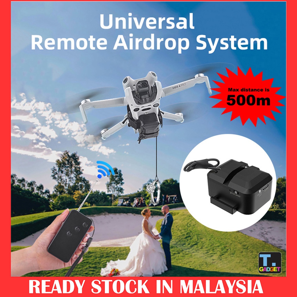 Universal Drone Air Dropper System Max 500m Distance Wedding Delivery Device Transport Rescue Remote Thrower Compatible