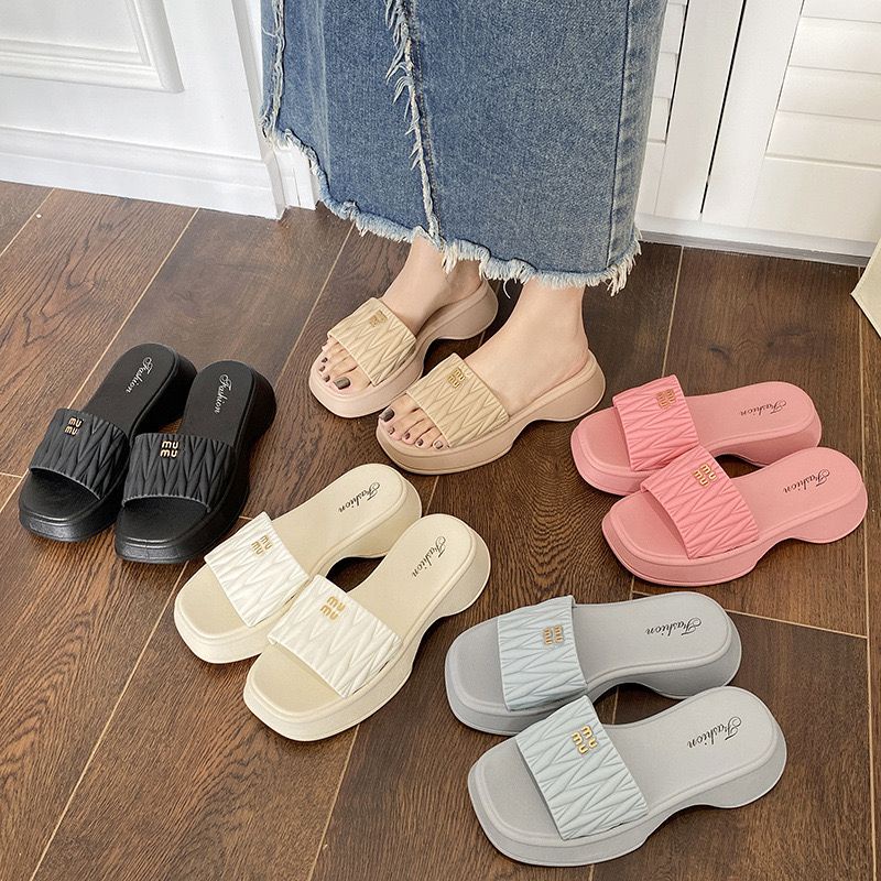 Selipar Wanita Kasut Perempuan Slipper Women Casual Slippers Summer Soft Sole Flip Flops Rainbow