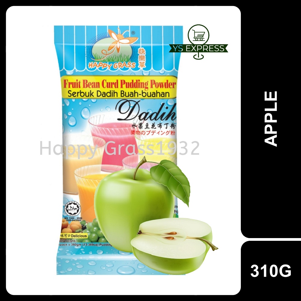 HAPPY GRASS Fruit Bean Curd Pudding Powder Apple 310g - Serbuk Dadih Epal