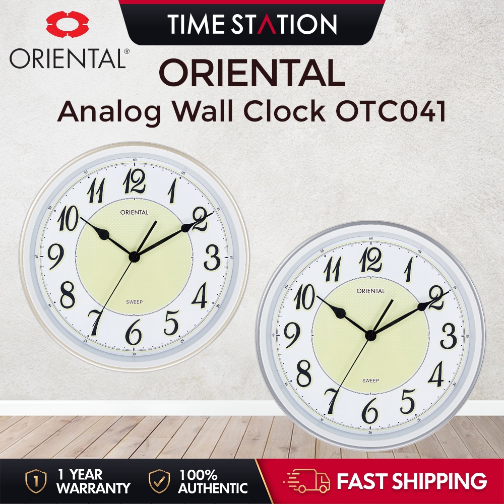 ORIENTAL Analog Wall Clock Numeric Quartz Silent Sweep Second Movement Jam Dinding Hiasan Bulat OTC041