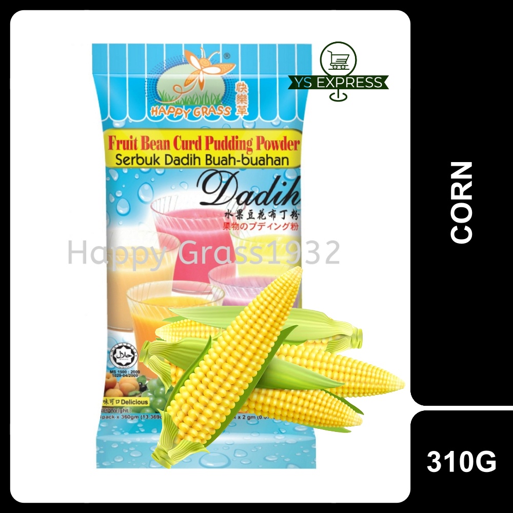 HAPPY GRASS Fruit Bean Curd Pudding Powder Corn 310G - Serbuk Dadih Jagung