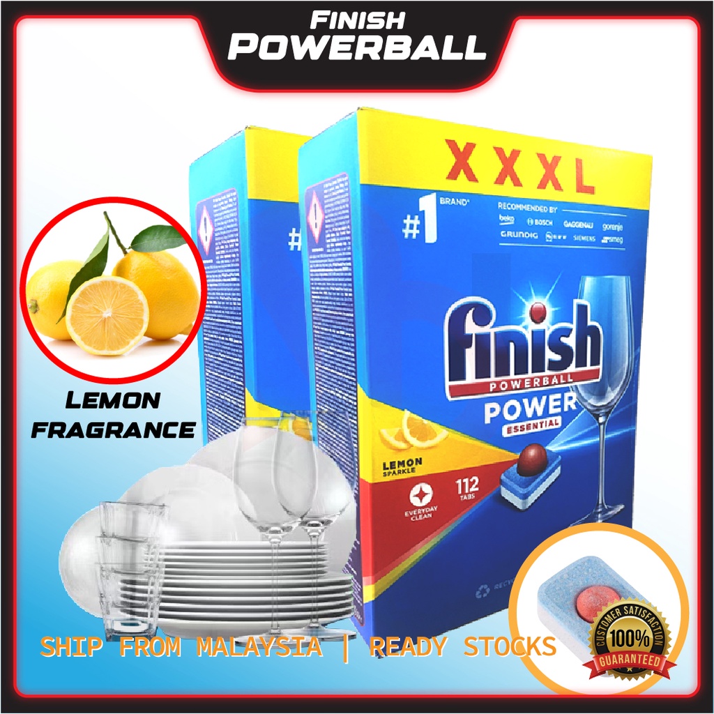 Finish 100/112Tabs All In 1 Powerball Dishwasher Detergent Dish Cleaner Cleaning Dishwashing Concentrate Tablet Machine