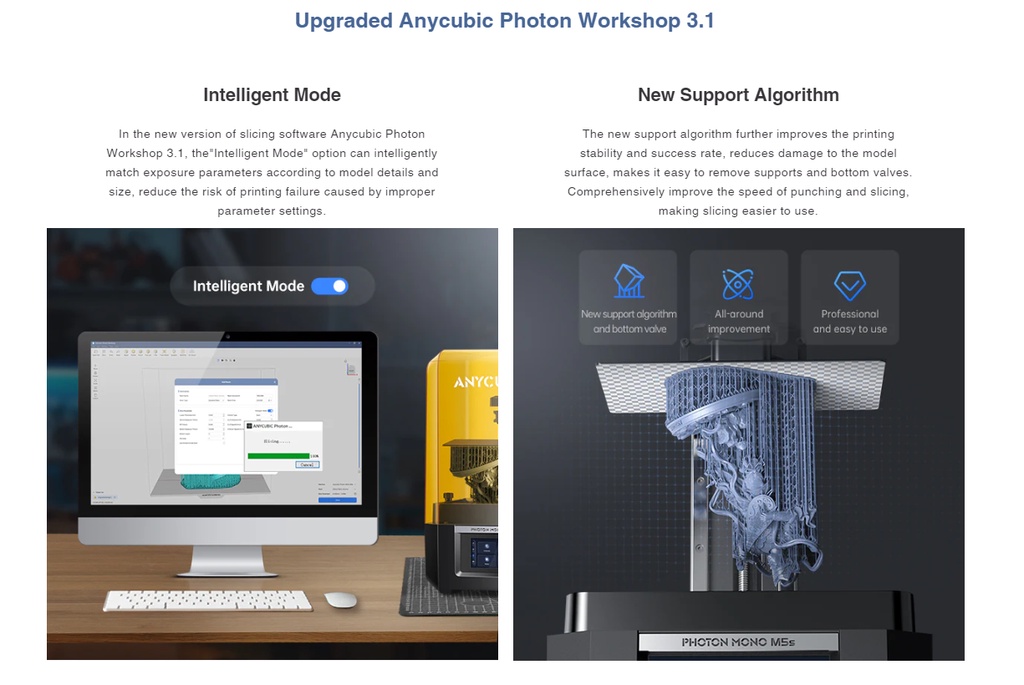 Anycubic photon mono m5s 12k resin 3d printer, with smart leveling-free, 3x faster printing speed, 10.1