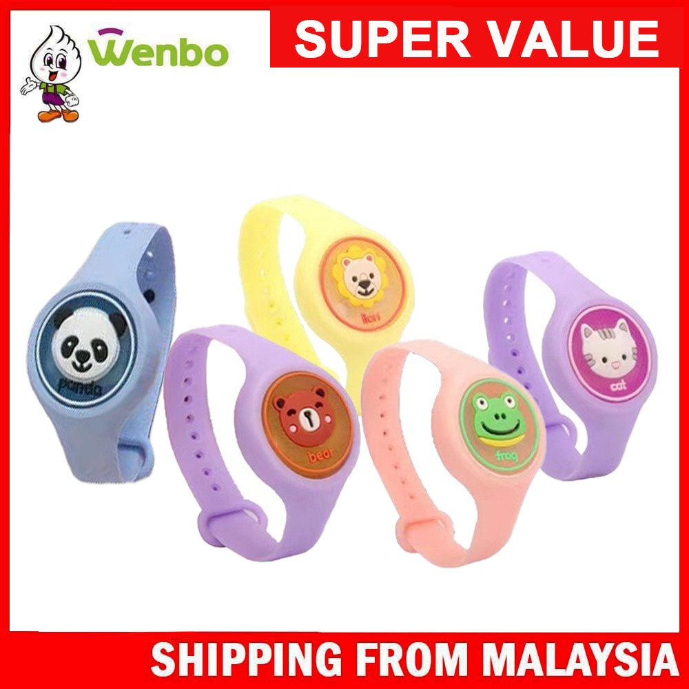 Wenbo [Toy] Jam Tangan Cartoon Flash Watch Natural Mosquito Repellent Watch Bracelet Flashing LED Light Watches Children