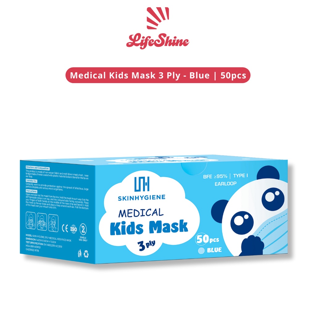 Skin Hygiene Medical Kids 3 Ply Mask - Blue (50 Pcs)