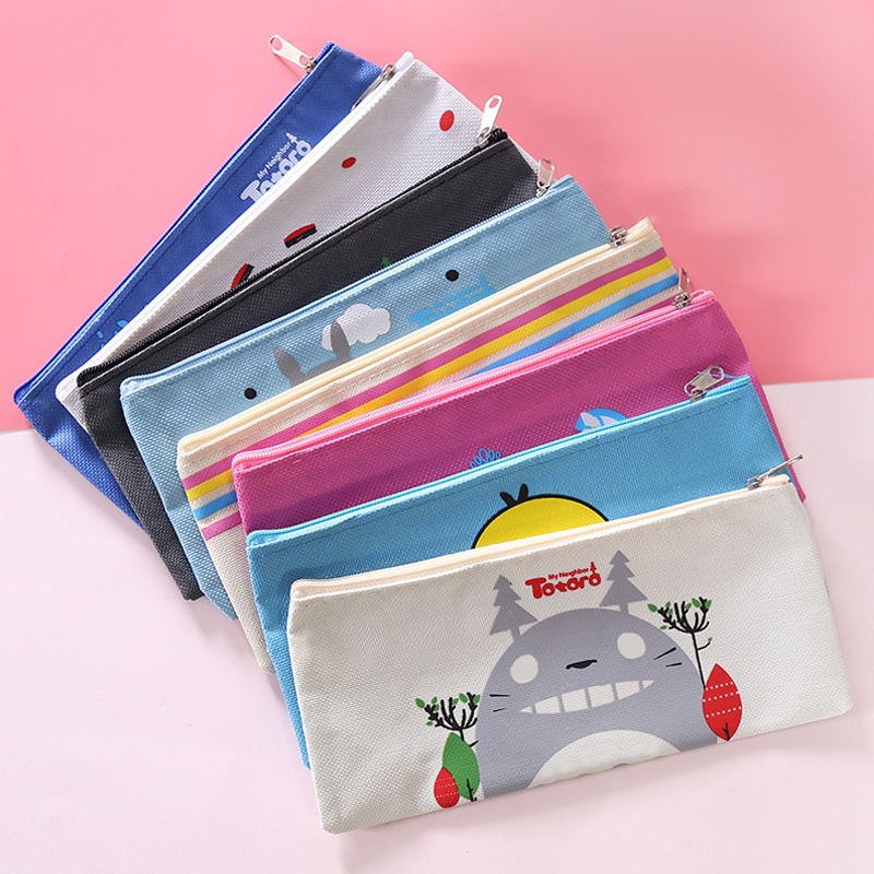 Canvas Toiletries Coin Storage Pouch Pencil Box Makeup Brush Portable Travel Cosmetic Bag Stationery Organizer Case
