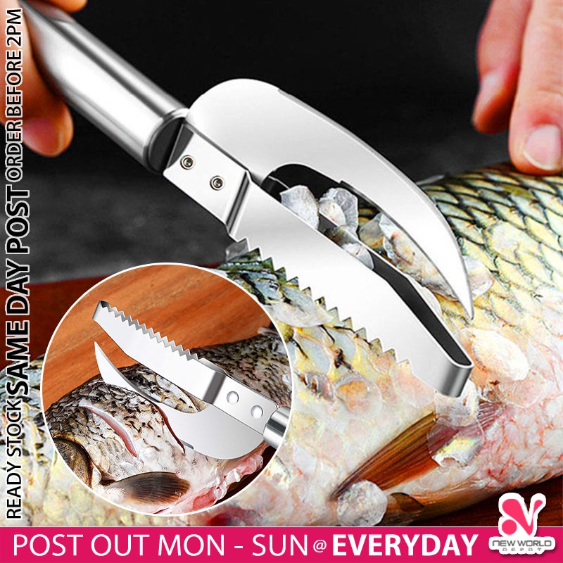 《 》 Fish Scale Remover Scraper Stainless Steel Seafood Peeler Cleaner Knife Kitchen Tool Pengikis Sisik Ikan 刮鱼鳞器