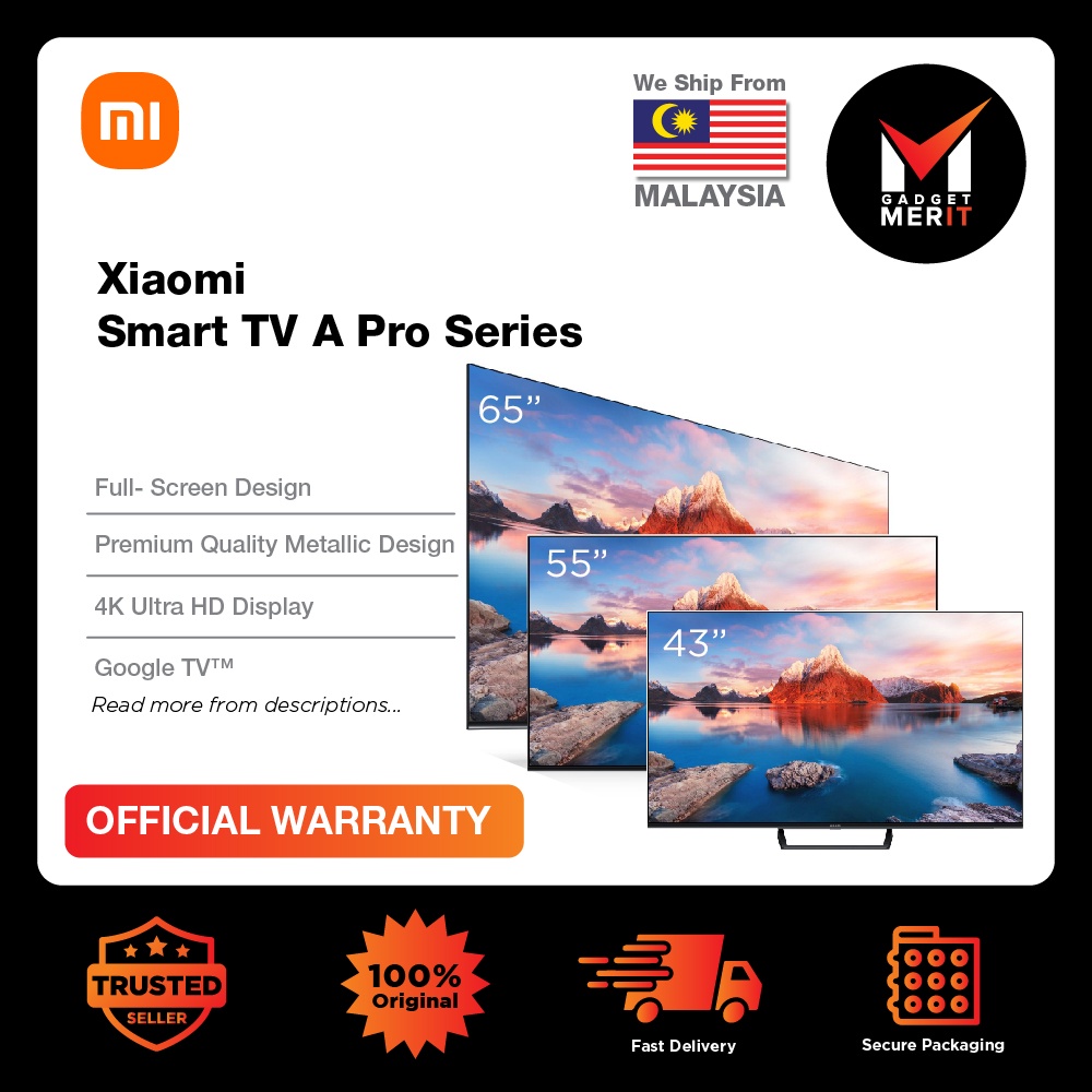 Xiaomi Smart TV A Pro Series Smart Google TV | 2 Years Mi Malaysia Warranty | Voice Assistant | Vibrant sound with Dolby