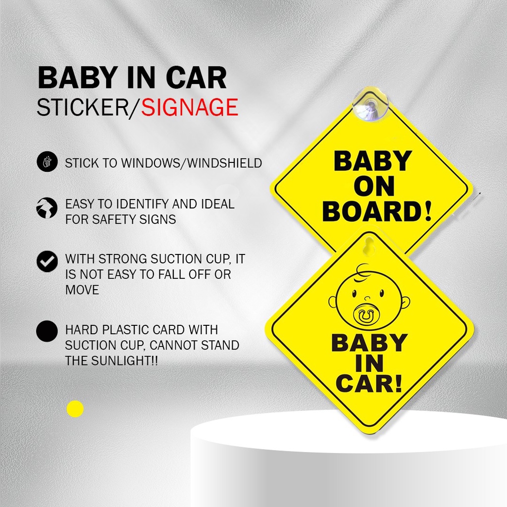 Baby in Car Window Bumper sticker Kids Child In Car Road Warning Sticker Sign with Sucker Baby On Board Sign Car Signage