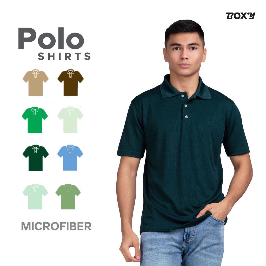 Boxy Baju Microfiber Unisex Berkolar Dri Fit Lengan Pendek | Microfiber Dri Fit Unisex Polo Shirts Short Sleeve