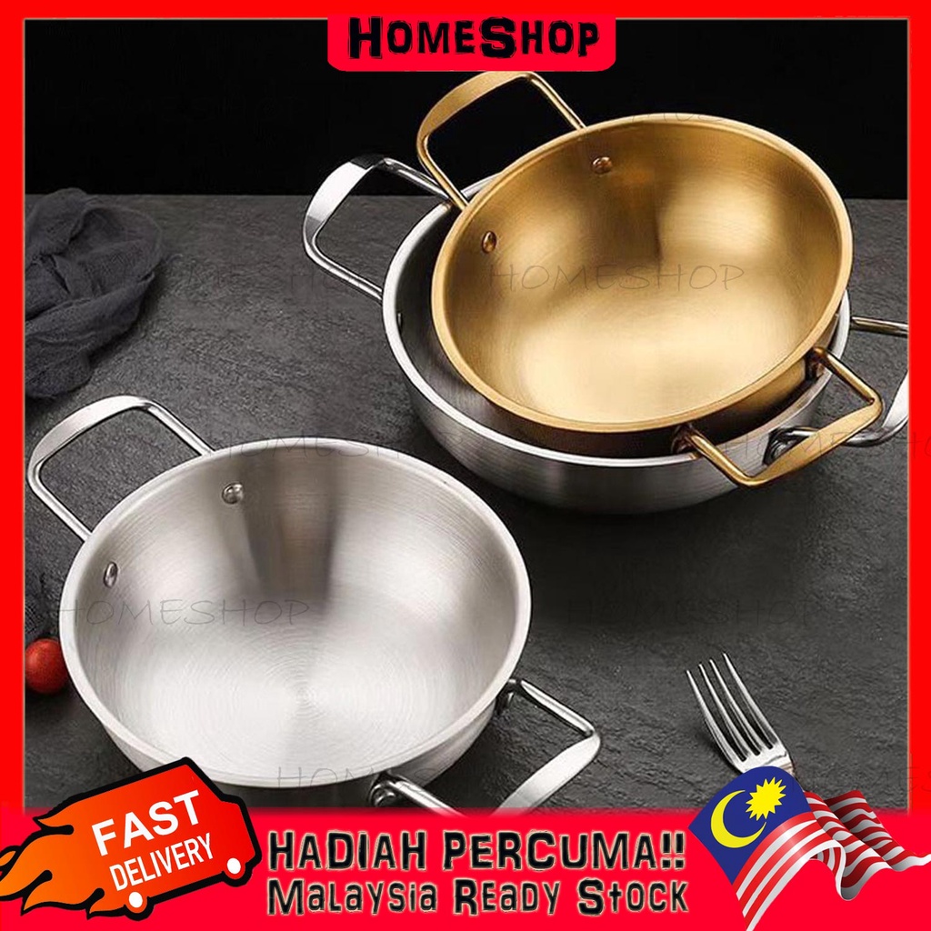 HomeShop Stainless Steel Seafood Pot Home Cooking Pot Pan Picnic Snack Plates Cookware Saucepan Dry Pots 泡面锅