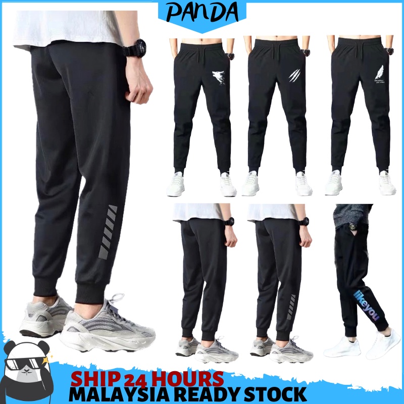 PNT01 PandaShop Ready Stock Casual Sport Running Pants Short Pants Fitness Breathable Plus Size Men